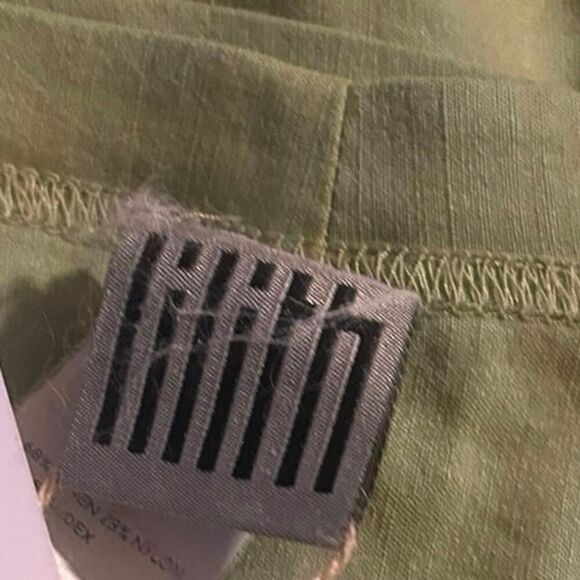 Lilith Linen Blend Light Green Wide Leg Cropped Trousers / Pants,  Size Medium - Picture 4 of 4